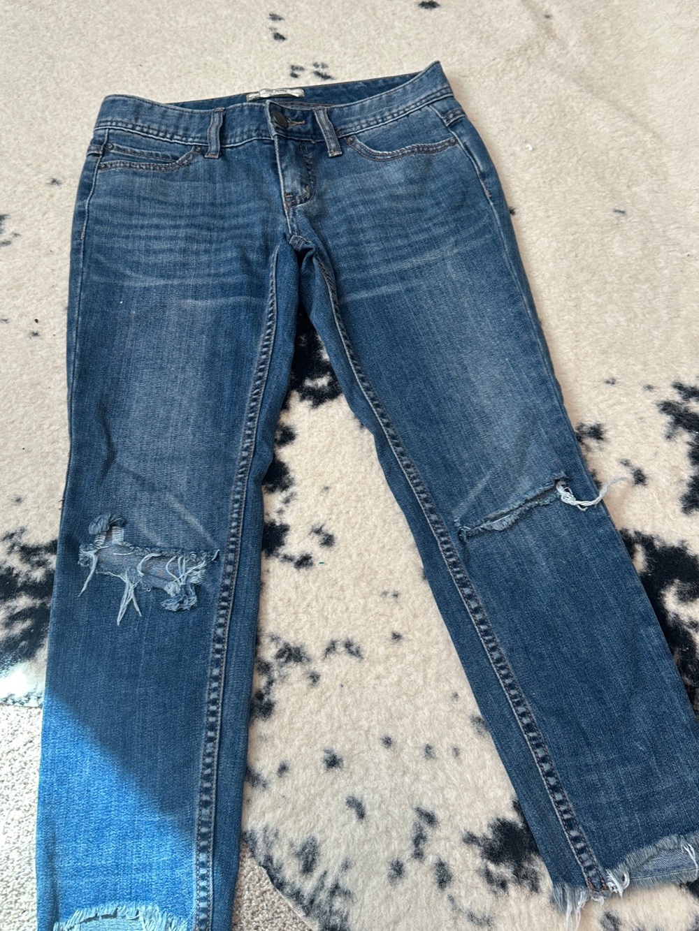 Free People Dark Blue Distressed Boyfriend Jeans